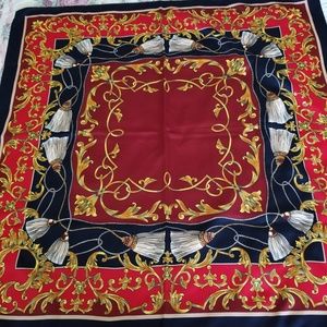 Berkshire scarf navy blue & red 30" square